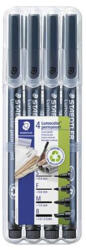 STAEDTLER Alkoholos marker készlet, OHP, STAEDTLER "Lumocolor® 31", 4 különböző vonalvastagság, fekete (31-9WP4GS) - eztkapdki