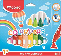 Maped Filctoll készlet, 1- 5 mm, kimosható, vastag, MAPED "Color`Peps Jumbo", 12 különböző szín (846020)