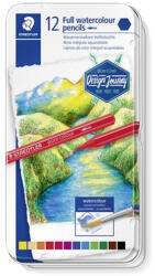 STAEDTLER Akvarell ceruza készlet, fém doboz, hatszögletű, STAEDTLER "146 10G", 12 különböző szín (14610G M12)