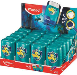 Maped Hegyező és radír display, kétlyukú, tartályos, MAPED "Connect Dragon", sárkány (049226) - eztkapdki