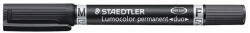 STAEDTLER Alkoholos marker, F/M, 0, 6/1, 5 mm, kúpos, kétvégű, STAEDTLER "Lumocolor Duo 348", fekete (348-9) - eztkapdki