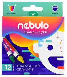Nebulo Zsírkréta, háromszögletű, 12 darabos, NEBULO (NZSK-TR-12)