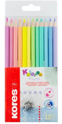 Kores Színes ceruza készlet, háromszögletű, KORES "Kolores Pastel", 12 pasztell szín (93311)