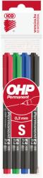 ICO Alkoholos marker készlet, OHP, 0, 3 mm, S, ICO, 4 különböző szín (9070038000)