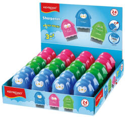 Keyroad Hegyező 1 lyukú radírral és porkefével 24 db/display Keyroad Rocky Docky vegyes színek (KR972128)