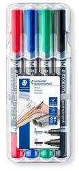 STAEDTLER Alkoholos marker készlet, F/M, 0, 6/1, 5 mm, kúpos, kétvégű, STAEDTLER "Lumocolor Duo 348", 4 különböző szín (348 WP4) - eztkapdki