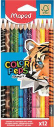 Maped Színes ceruza készlet, háromszögletű, MAPED "Color`Peps Animal", 12 különböző szín (832212FC)