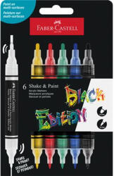 Faber-Castell Dekormarker készlet, 1, 0/3, 0 mm, kétvégű, akril, FABER-CASTELL "Shake&Paint", 6 különböző szín (285507) - eztkapdki