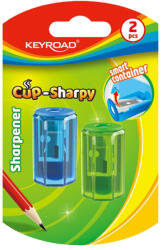 Keyroad Hegyező 1 lyukú tartályos 2 db/bliszter Keyroad Cup Sharpy vegyes színek (KR972057)