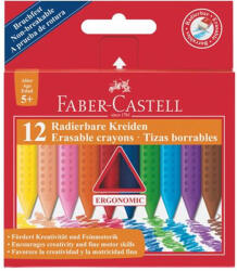 Faber-Castell Zsírkréta, háromszögletű, FABER-CASTELL "Grip", 12 különböző szín (122520)