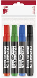 ICO Alkoholos marker készlet, 1-3 mm, kúpos, ICO "Permanent 11 XXL", 4 különböző szín (9580066004) - eztkapdki