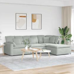 vidaXL Canapea modulara cu taburet si perne, catifea, gri deschis GartenMobel Dekor (3321189) Canapea