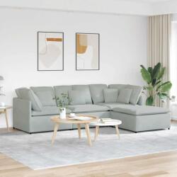 vidaXL Canapea modulara cu taburet si perne, catifea, gri deschis GartenMobel Dekor (3321309) Canapea