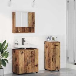 vidaXL Set de mobilier pentru baie cu sertar cu usa 3 pcs Lemn Vechi GartenMobel Dekor (3392961)