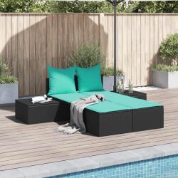 vidaXL Sezlong dublu cu perne, poliratan negru GartenMobel Dekor (368397)