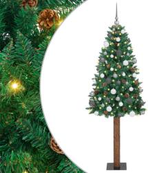 vidaXL Brad de Craciun subtire Verde 180 cm PVC si lemn de PIN masiv GartenMobel Dekor (3394863)