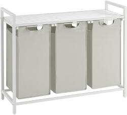 Vasagle Cos de rufe VASAGLE cu 3 compartimente, raft si saci detasabili, alb (EZ-BLH301W01)
