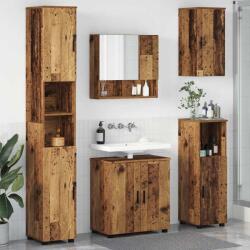 vidaXL Set de mobilier pentru baie Pe perete cu usa 5 pcs Lemn Vechi GartenMobel Dekor (3392991)