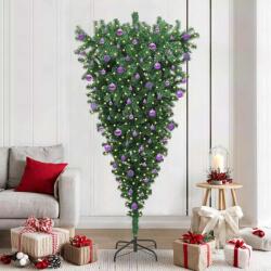 vidaXL Brad de Craciun artificial pre-iluminat, cu set de bile, rasturnat GartenMobel Dekor (3396879)