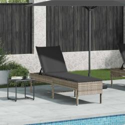 vidaXL Sezlong cu perna gri deschis 55x200x44 cm, poliratan GartenMobel Dekor (4104105)