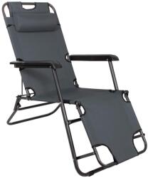  Sezlong pliabil SERSIMO Zero Gravity, reglabil, cu tetiera, gri, 80x60x153 cm (GC-0013)