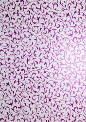  Hârtie decorativă metalizată albă - dantelă roz 56x76cm