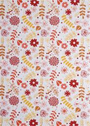  Hârtie decorativă model flori / frunze - roșu / portocaliu 18x25 5buc