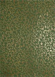  Hârtie decorativă ornamentată verde măsliniu - dantelă aurie 18x25 5buc