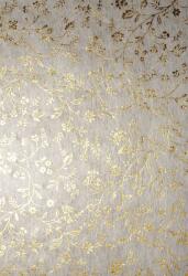  Hârtie decorativă flizelină ecru - flori aurii 19x29 5buc