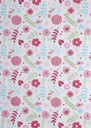  Hârtie decorativă model flori/frunze - albastru/roz 56x76cm