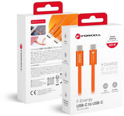 F-Energy Cafule Flat USB-C 5A 100W, 1, 2m, kábel, narancssárga