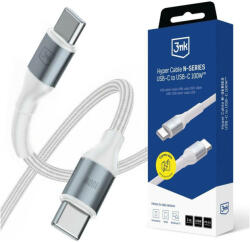 3mk Protection Hyper Cable N-SERIES USB-C - USB-C, 2m, PD 3.0 QC 3.0 20 V/5A 100W, kábel, fehér