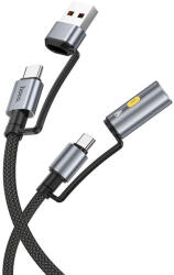hoco. All-in-one USB-A / Type-C Type-C / Cigarette lighter, 3A, 60W, U138, 1, 2m, kábel, fekete