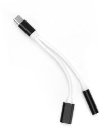 AUX 2in1 Type C (male) Type C (female) / Jack 3, 5mm (female), adapter, fekete
