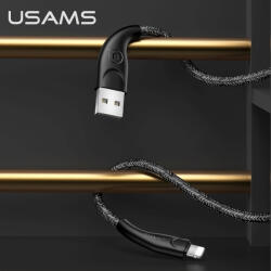 USAMS U41 fonott Lightning, 1m, 2A Fast Charge, kábel, fekete
