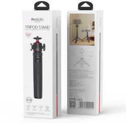 YESIDO SF26 tripod kamera tartó 65 cm alatt, szelfibot, fekete