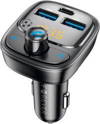 Forever FM Bluetooth 2 x USB-A 1 x USB-C PD, 30W, TR-370, adó, fekete
