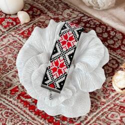 Ezera Bratara lata impletita manual cu margele Miyuki cu model traditional romanesc, Adela (BLMIYADE)