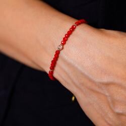 Ezera Bratara Antara din Coral Rosu vopsit cu accesorii din argint 925 rose gold (BCRANT)