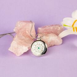 Ezera Medalion Mandala ASMEE cu Lant Snake, Pentru Aromaterapie, din Otel Inoxidabil, 2.5 cm (EZMLASM)