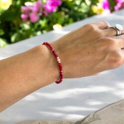 Ezera Bratara dama Malvina din coral rosu vopsit fatetat cu accesorii din Argint Rose Gold (BDMALVCR925)