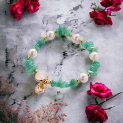 Ezera Bratara prieteniei Camille din cristale de Aventurin Verde cipsuri si perle❤️ (BCAM2AP)