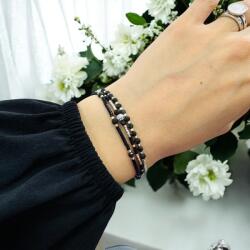 Ezera Bratara snur negru-argintiu Elysia 3 straturi Miyuki si Obsidian cu argint 925 (B3STRE-0010)