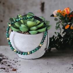Ezera Bratara Dama snur Miland din pietre semipretioase de Malachit natural cu accesorii din Argint (BMALVEG)