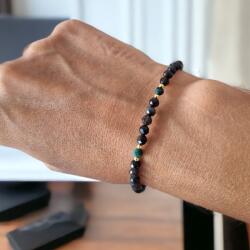 Ezera Bratara Snur dama din pietre naturale Aimee, cristale de Obsidian si Malachit cu accesorii din argint 925 (BSNOMVEG)