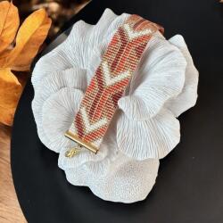Ezera Bratara dama handmade Lamia din margele Miyuki, impletita in culori portocalii (BMIYLAM)