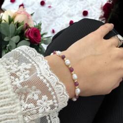 Ezera Bratara dama eleganta Munira cu perle de cultura si Rubin natural cu argint 925 (BEDMUNIRA925)