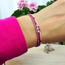 Ezera Bratara handmade roz Solene cu snur 3 straturi Miyuki si argint 925 (B3STRS-2161)