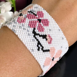 Ezera Armonie in floare- Bratara lata eleganta din margele japoneze miyuki- model floral (C2075)