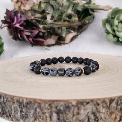 Ezera Bratara barbati Jay din Hematit, Snow Flake Obsidian si Piatra de Lava, margele de 8mm (BJAYHOL)